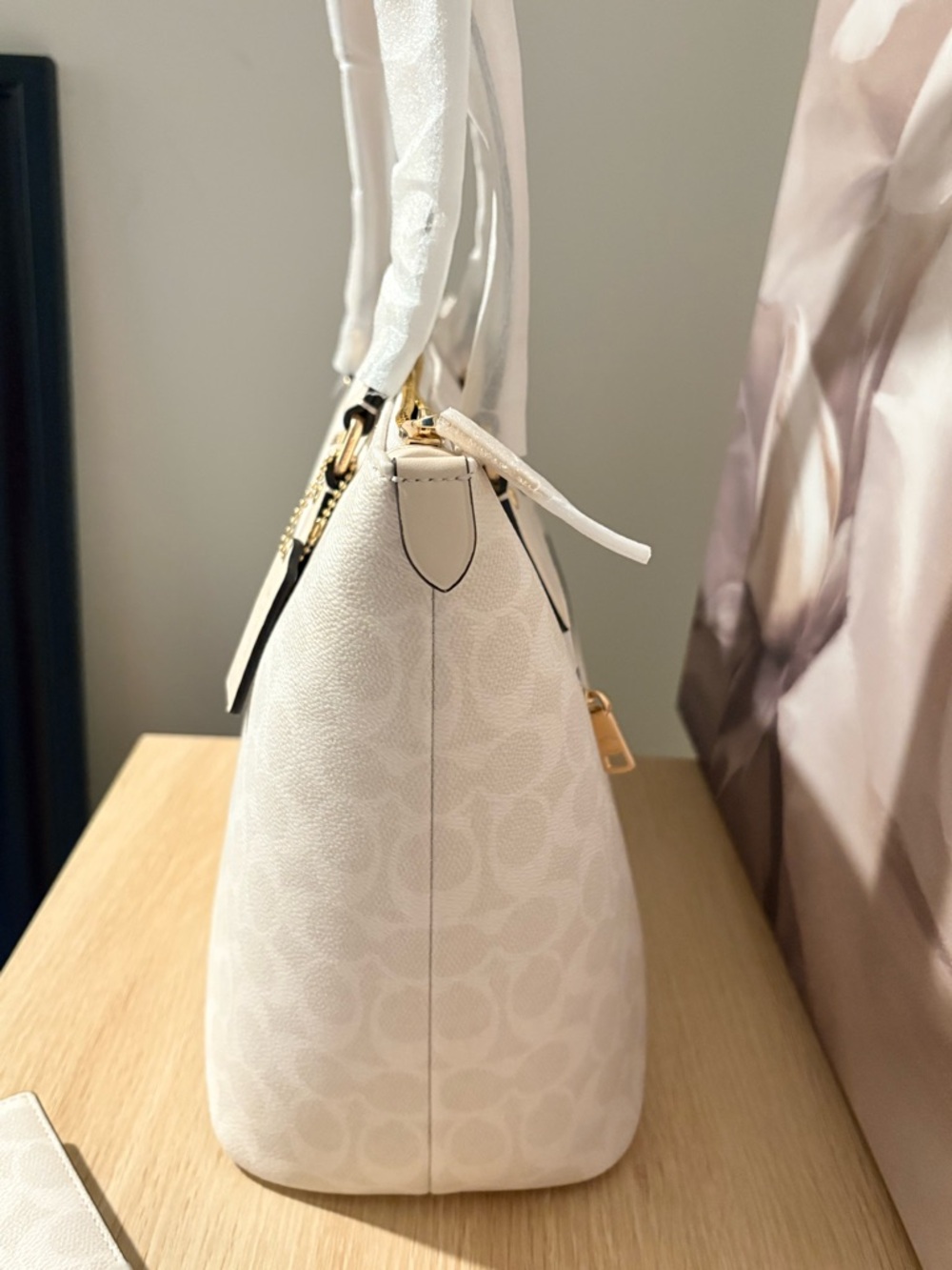 BNWT Authentic Coach Chalk Signature Bundle_Gallery Tote/Notebook/Lippie Case! - Picture 4 of 10